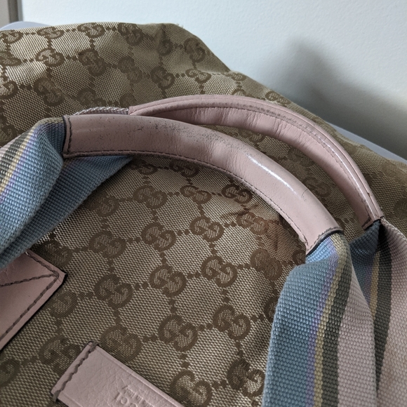 Gucci Web Handle Canvas Tote Pink/Blue - Picture 4 of 15
